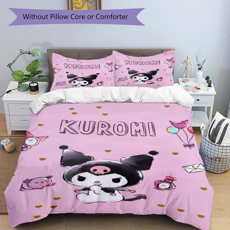 Kuromi'S Balloon Adventure Print 3Pcs Bedding Setduvet Cover With 2 Bedropillowcase Home Birthday Gift