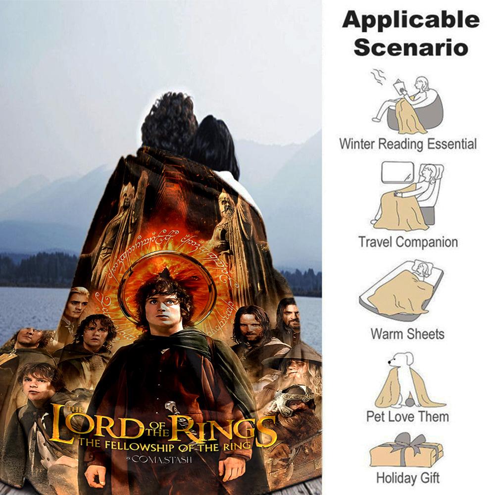 1pc Lord of the Rings Fellowship of the Ring Flannel Blanket Soft Warm Throw for Home, Office, Travel, All-Season Cozy Bedding Gift L1380