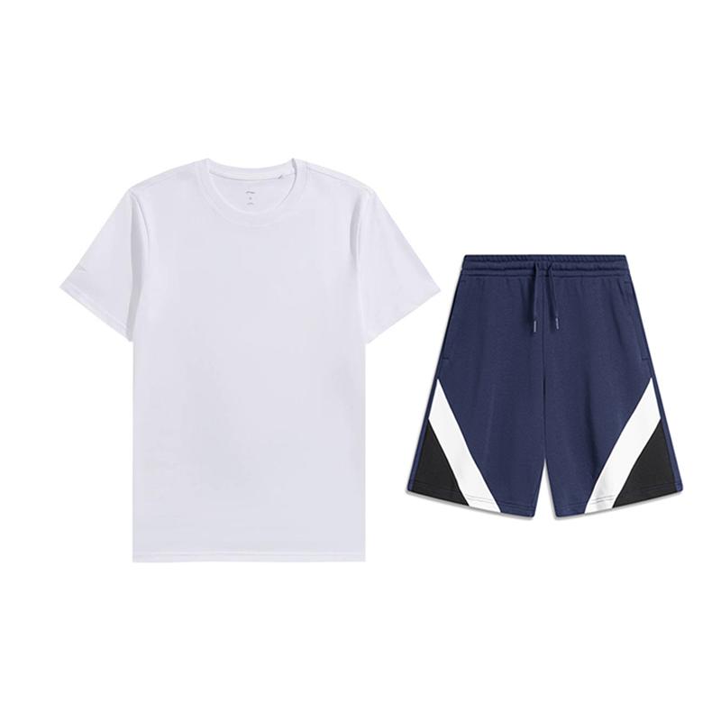 

Li-Ning Solid Color Breathable Versatile Short Sleeve T-Shirt And Mid Waist Five Point Shorts Casual Sports Set Unisex Sets AHSUA49-1+AKSU613-2 S