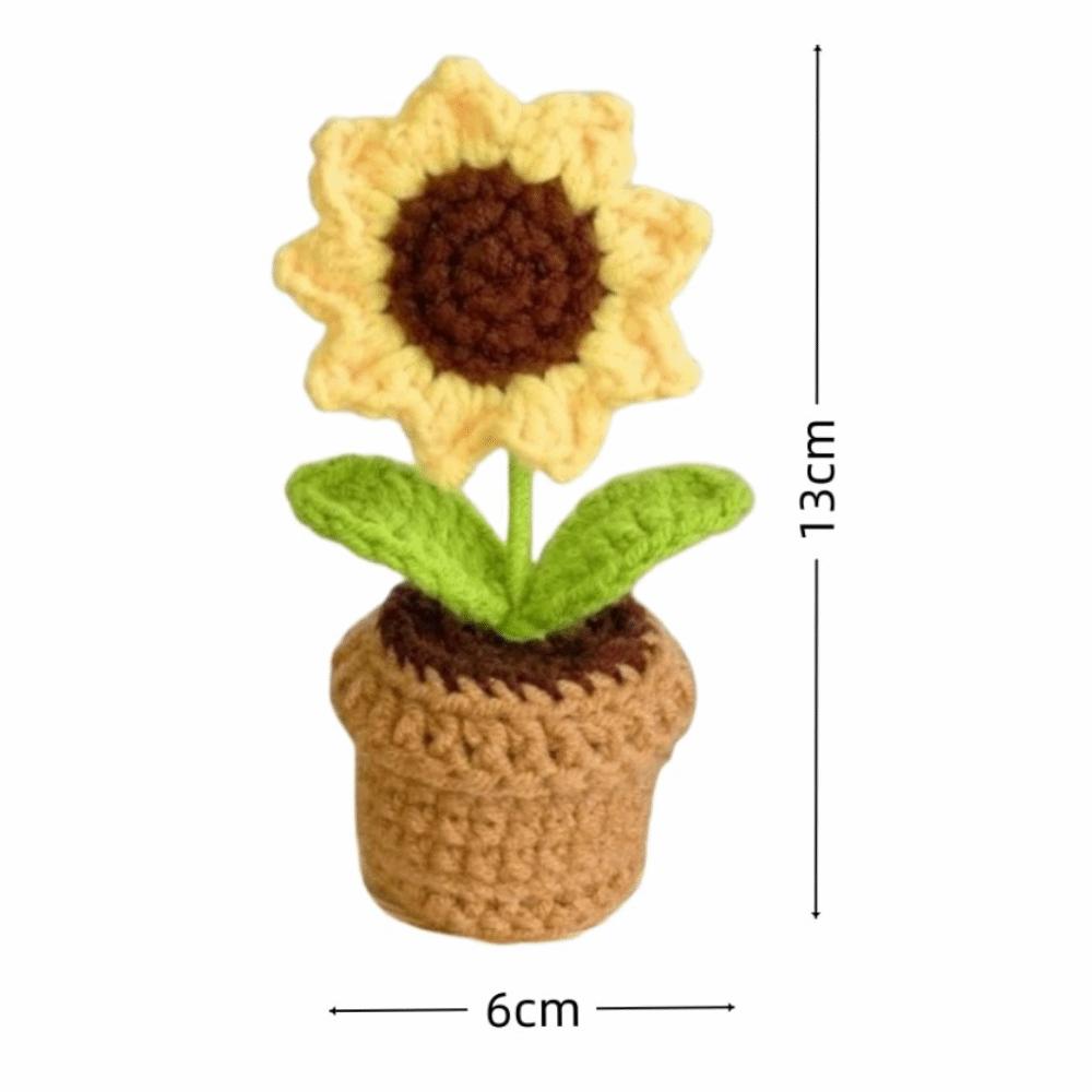 Mini Fiori all'Uncinetto Rosa Girasole Fiori Eterni Lavorati a Maglia Fiori Lavorati a Maglia in Vaso Decorazione Ufficio