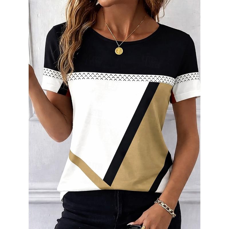 

Women s T Shirt Print Abstract Vintage Short Sleeve Long Sleeve Crew Neck Round Neck Regular Tops 5XL