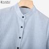 ZANZEA Women Stand Collar Casual Stand Collar Stripe Shirt Dress