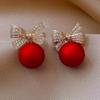 1 Pair Fashion Christmas Style Bowknot Earrings,  with Rhinestone Accents, Women'S Festive Party & Daily Wear Dangle Earrings