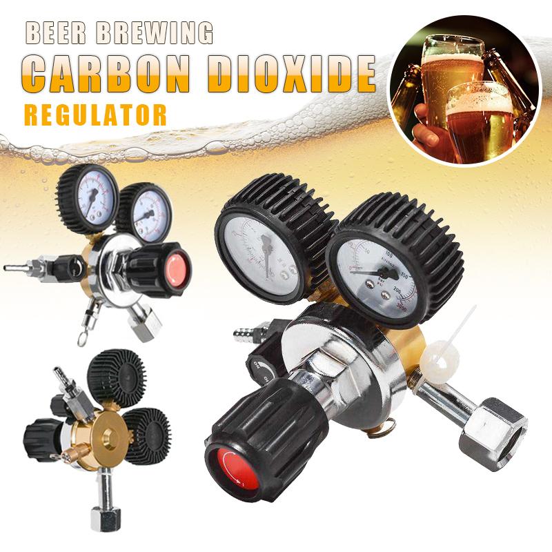 CO2 Gas Bottle Regulator Carbon Dioxide Pressure Reducer Valves For Beverage Beer W21.8 Double Gauge Regulator Welding Gauge