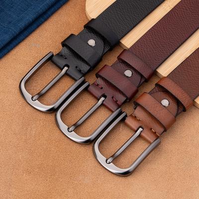 Belt Retro First Layer Cowhide Genuine Leather Versatile Tree Paste Leather Pin Buckle Belt Middle-Aged And Young Men'S Belt