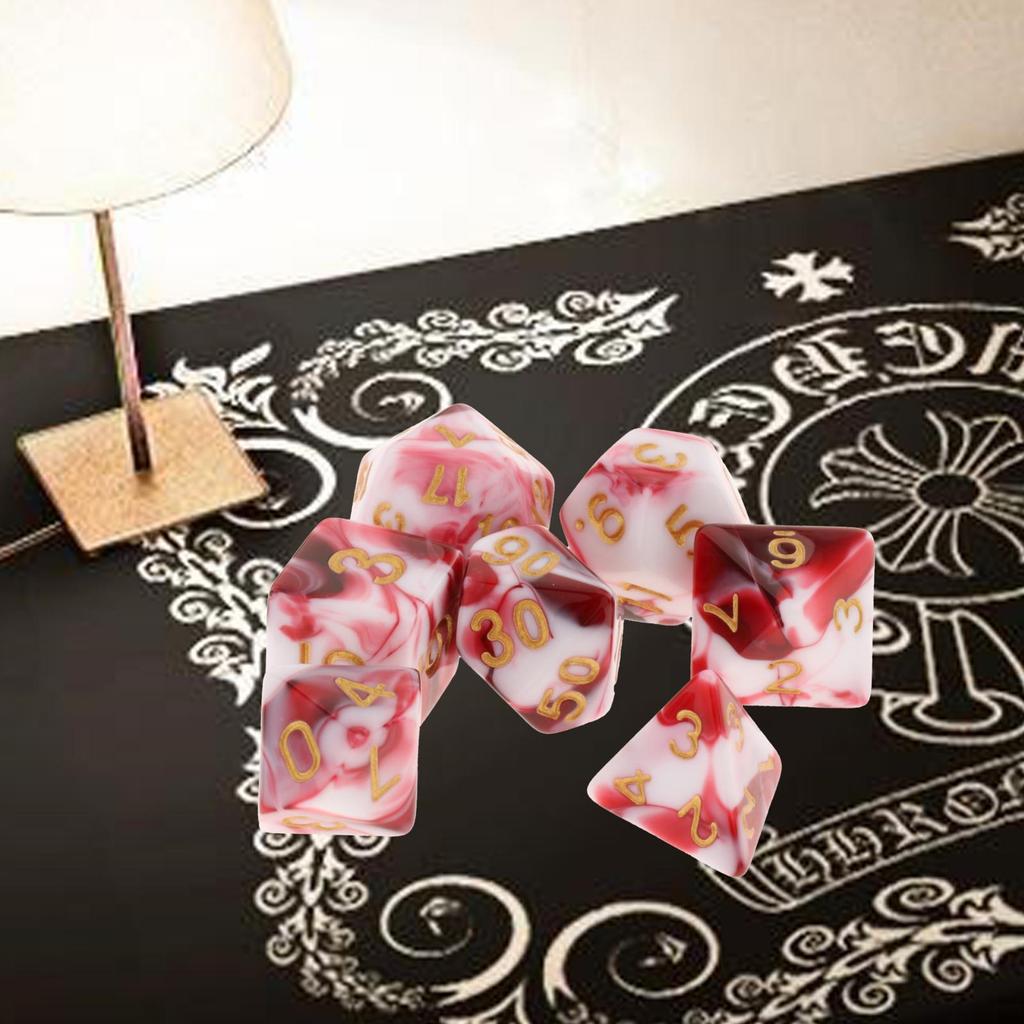 7pcs/set Colors Acrylic Polyhedral Dice Set D4 D6 D8 D10 D12 D20 7-Die Astrology Dice Props for DND Family Games Table Games