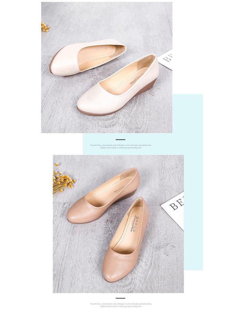 2020 Autumn Women's Wedge Heel Comfort Pointed Toe Moccasins - Trendy Medium Heel Work Shoes