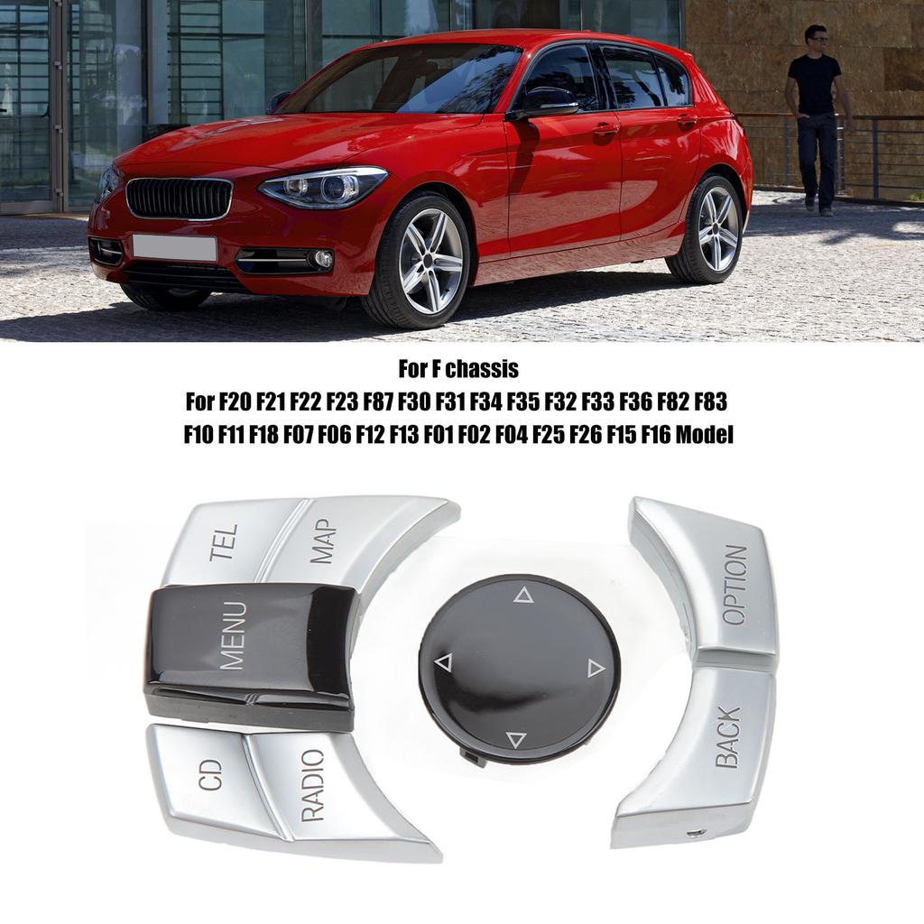 6Pcs Central Control Multimedia Button ABS Silver Plated for BMW F20 F21 F22 F23 F87 F30 F31 F34 F35 F32 F33 F36 F82