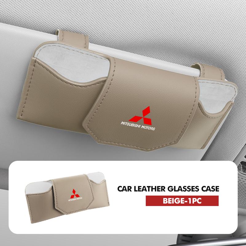 kycp1 Car Glasses Box Leather Eyeglass Case Sun Visor Lenses Holder Accessories For Mitsubishi Outlander Lancer Cross Colt Xpander