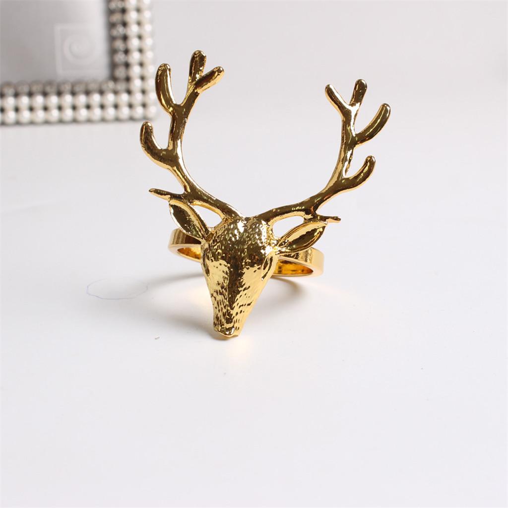 6 Pieces Hollow Out Deer for Head Napkin Rings Christmas Decoration Table Settin