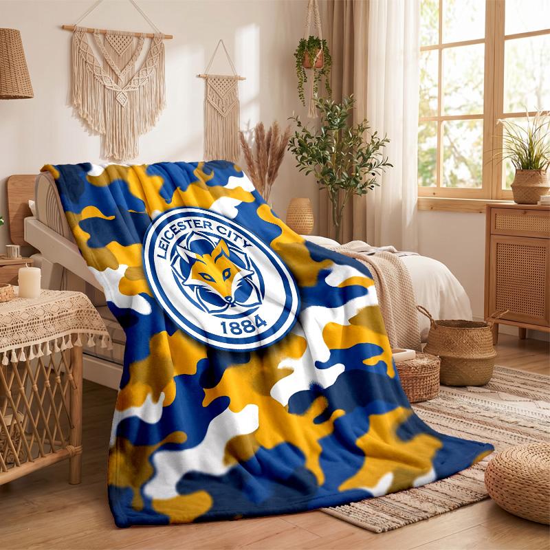Leicester City Football Print Flannel Blanket Soft Warm Sofa Bed Throw Blanket For Home Office Bedroom