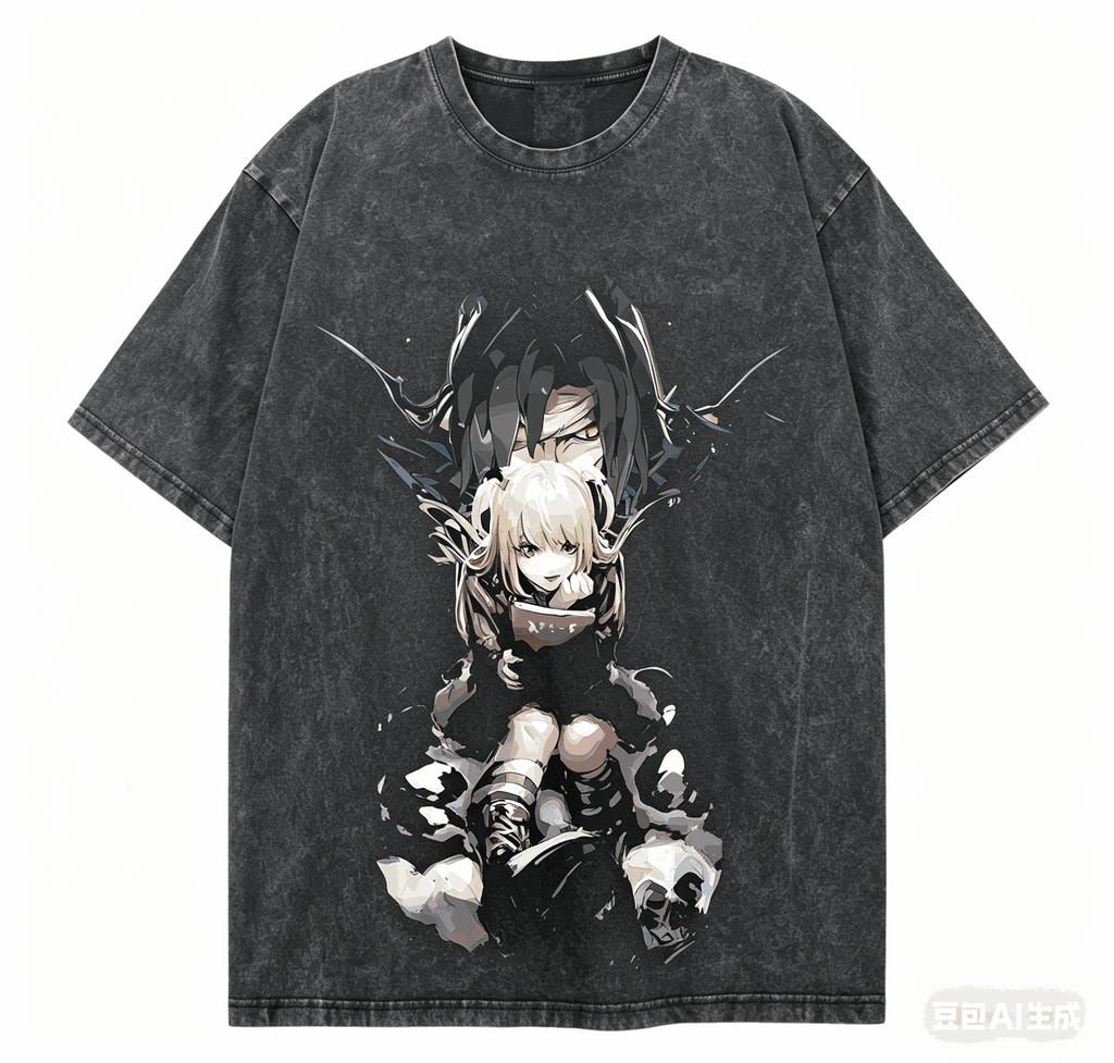 Death Note Washed T-shirt Personality Clothes New Model Anime T-shirt Year Round Clothing Couples Plus Size Unisex Classic