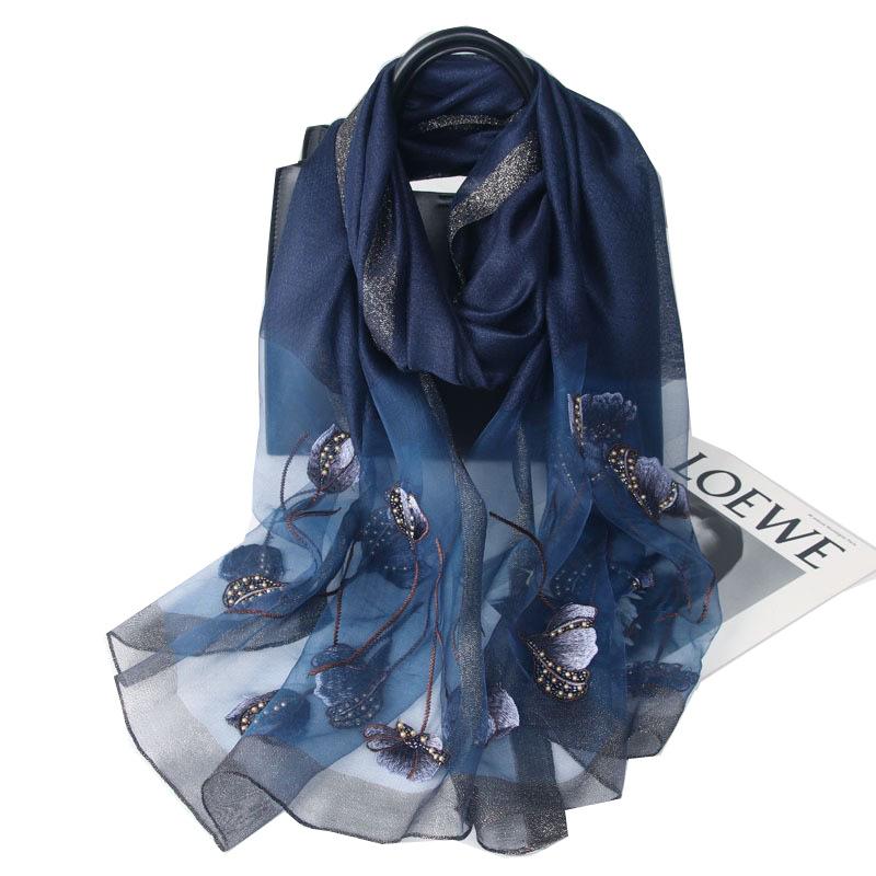 Embroidery Embroidery Handmade Embroidery Silk Wool Silk Scarf Women'S Spring And Autumn Versatile Solid Color Scarf Fashion Shawl Shawl