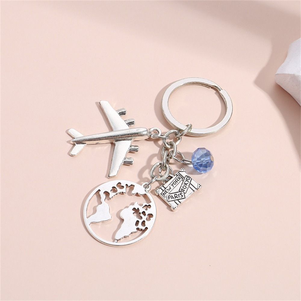 Metal No Matter Where Earth Airplane Keychains Travel Keyring Key Ring No Matter Where Pendant