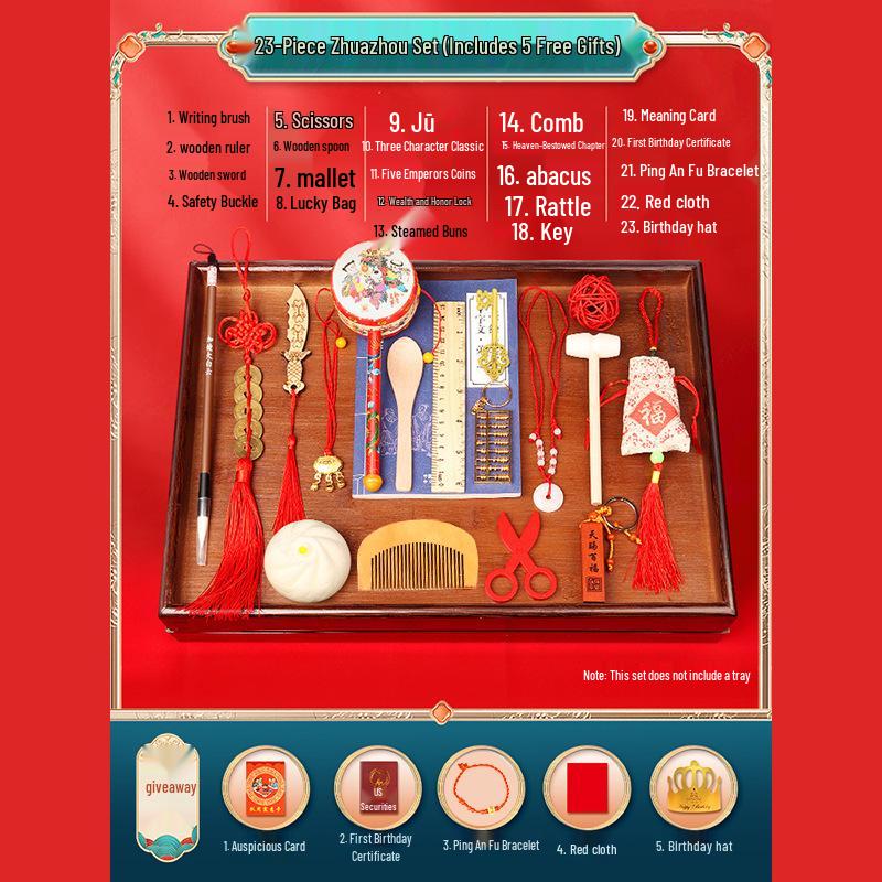 Modern Zhuazhou Set for Baby's First Birthday: Formal Wear & Decorations