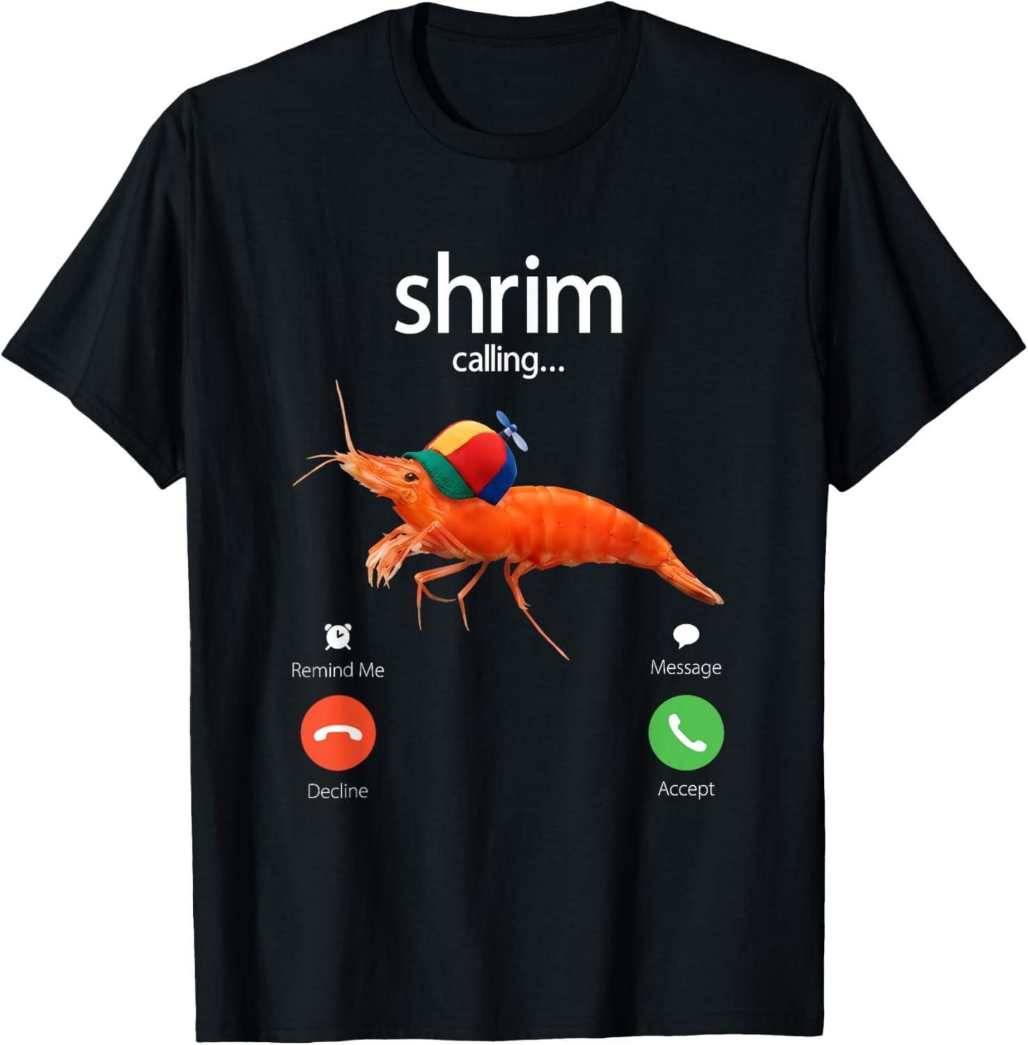 Shrim is Calling, Misspelled Shrimp Incoming Call Meme T-Shirt S разноцветный