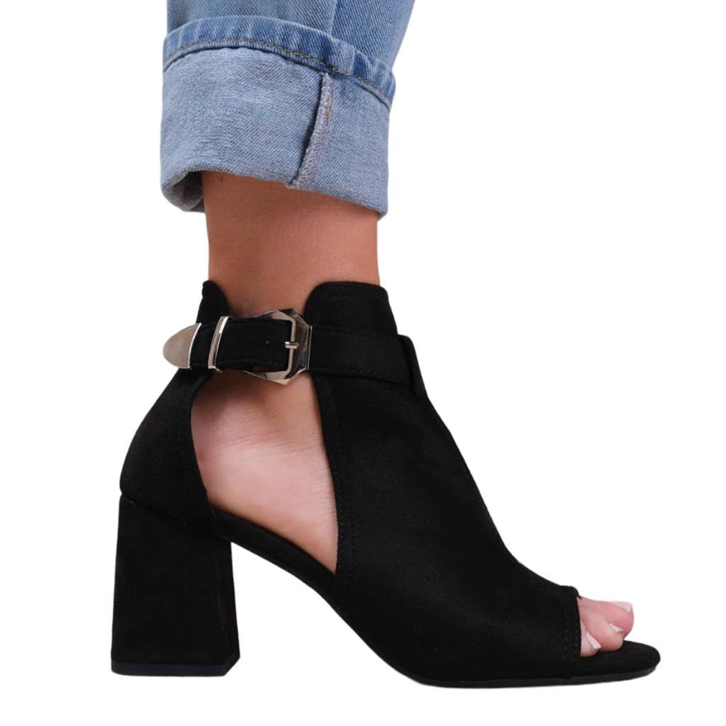 Where's That From Damen/Damen Lisa Wildleder Sandalen mit offenen Zehen und breitem Blockabsatz