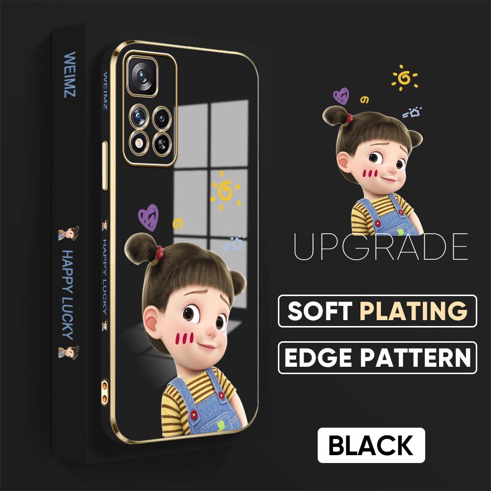 For Redmi Note 13 Pro 12 Pro 12S 11 Pro 11S 10S OPPO A38 A77s A96 Realme C33 C65 OnePlus Cute Cartoon Girl Pattern Full Lens Protect Casing