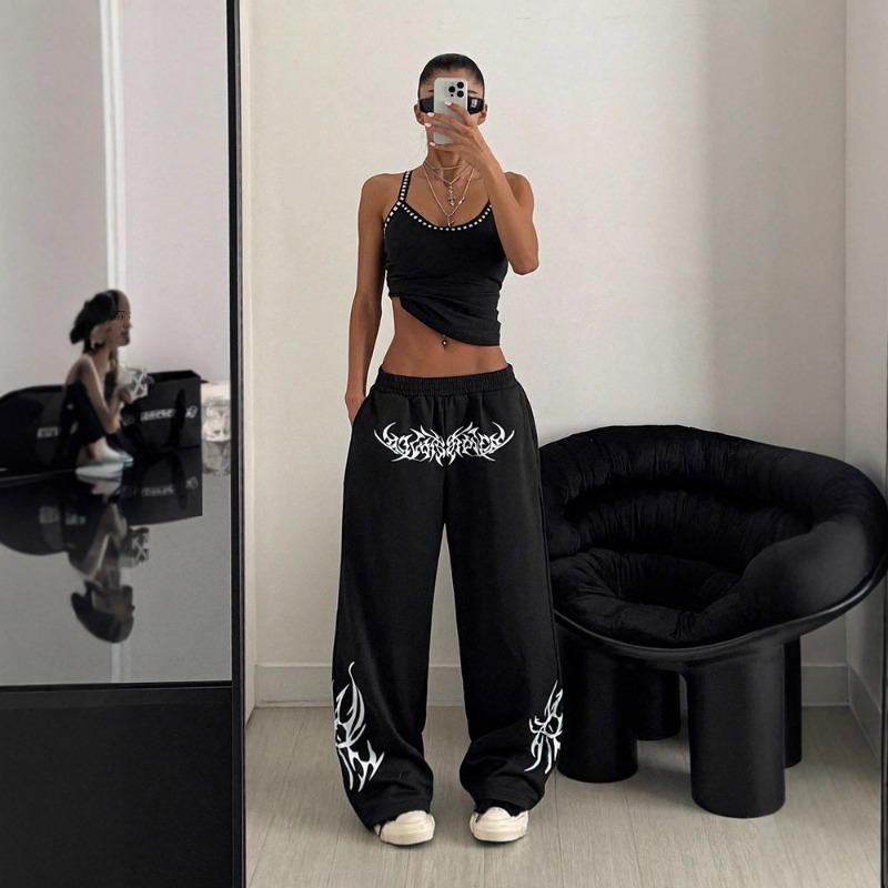 Hip-hop hip-hop jazz casual pants women's foreign trade loose and versatile retro trendy brand drawstring sports long pants