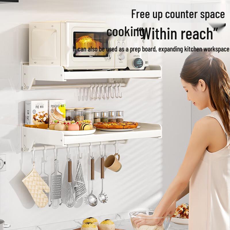 Wall-Mounted Kitchen Storage Rack for Microwave & Oven