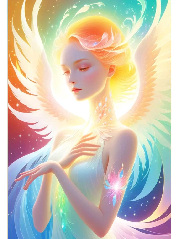 5D DIY Diamond Painting Angel Girl Wings Full Circle Square Diamond Mosaic Embroidery Picture New Product Color Home Decoration