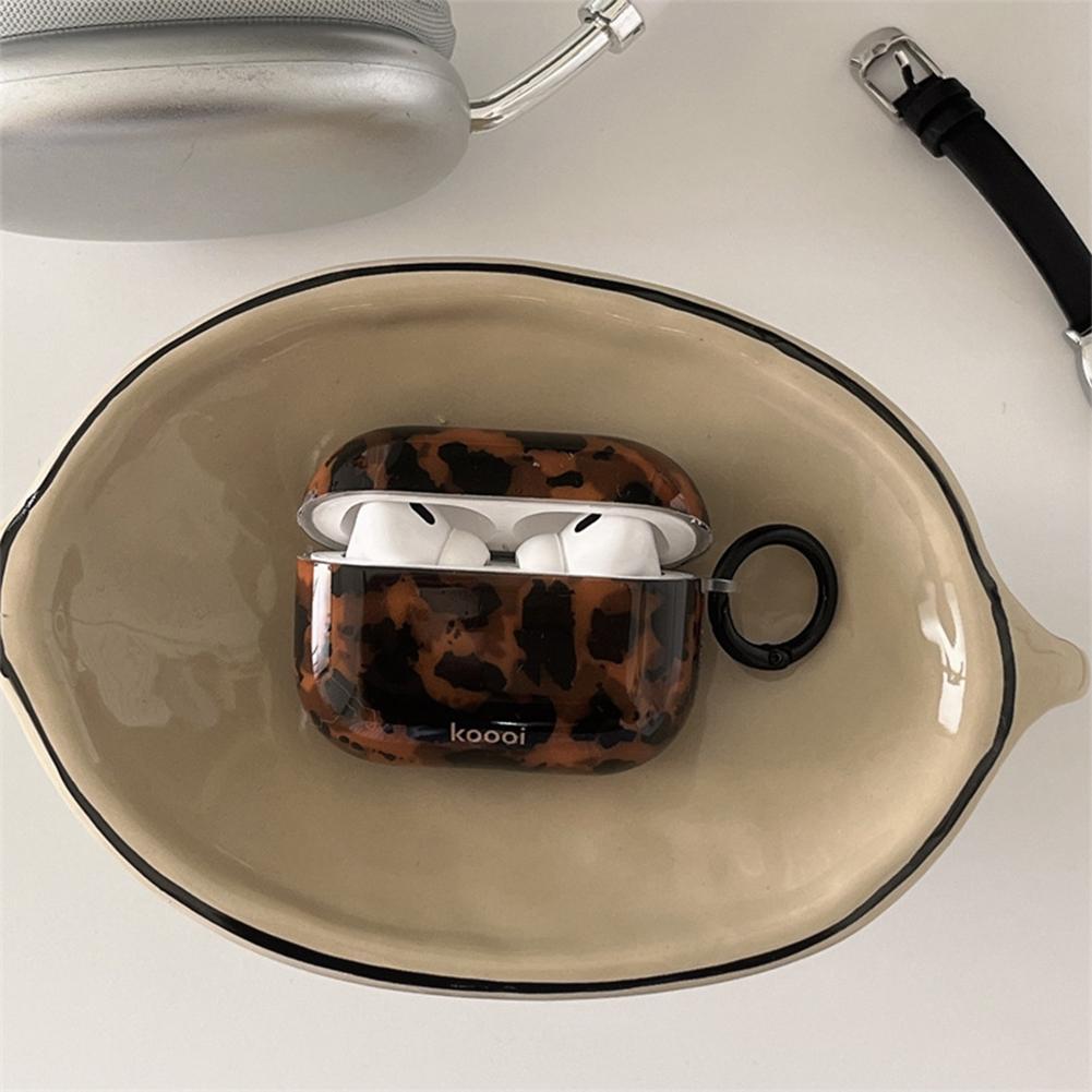 Stylish Dark Color Tortoiseshell Amber Glossy Cover Case For AirPods 1 2 3 4 Pro AirPods Pro 2 Shockproof Protective Case