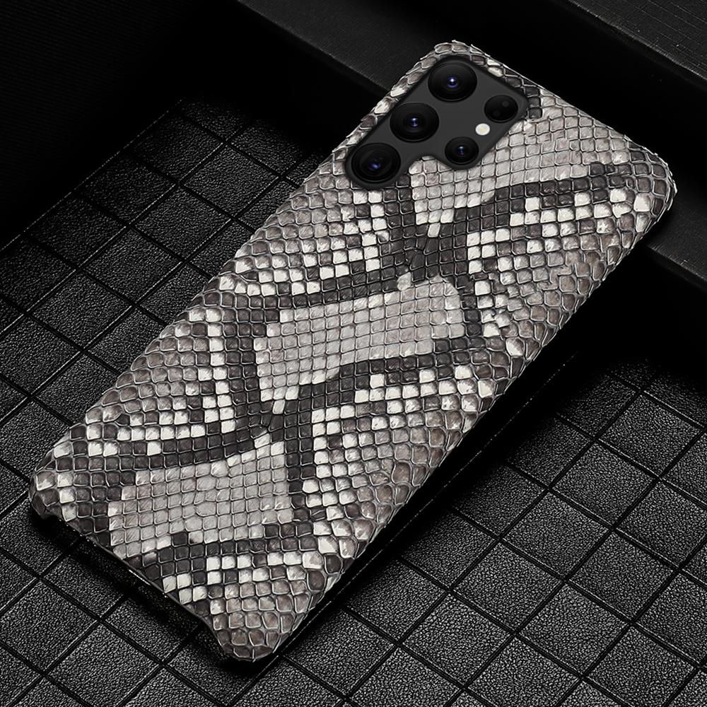 LANGSIDI Luxus Python Echtes Leder Case für Samsung Galaxy S23 S24 S25 S26 Ultra S22 Plus A56 A57 Schlangenhaut Leder Hülle