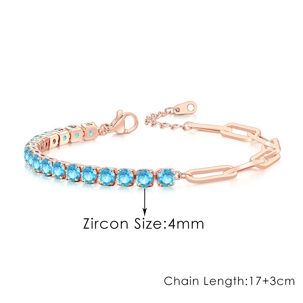 Trendy Blue Crystal Adjustable Tennis Bracelets for Unisex Women Men Various Shapes Iced Out CZ Short Chain on Hand Jewelry