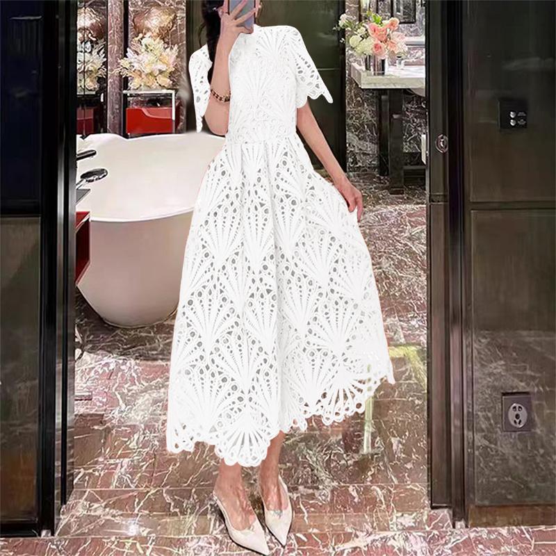 

ZANZEA Женское Повседневное Элегантное Кружевное Лоскутное Летнее Платье с Коротким Рукавом 2XL абрикосовый