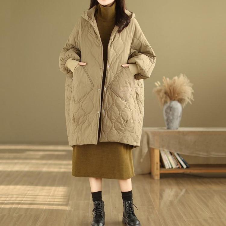 Women Oversized Casual Padded Cotton Jacket Coat for Autumn Spring Winter Outerwear Loose Fit