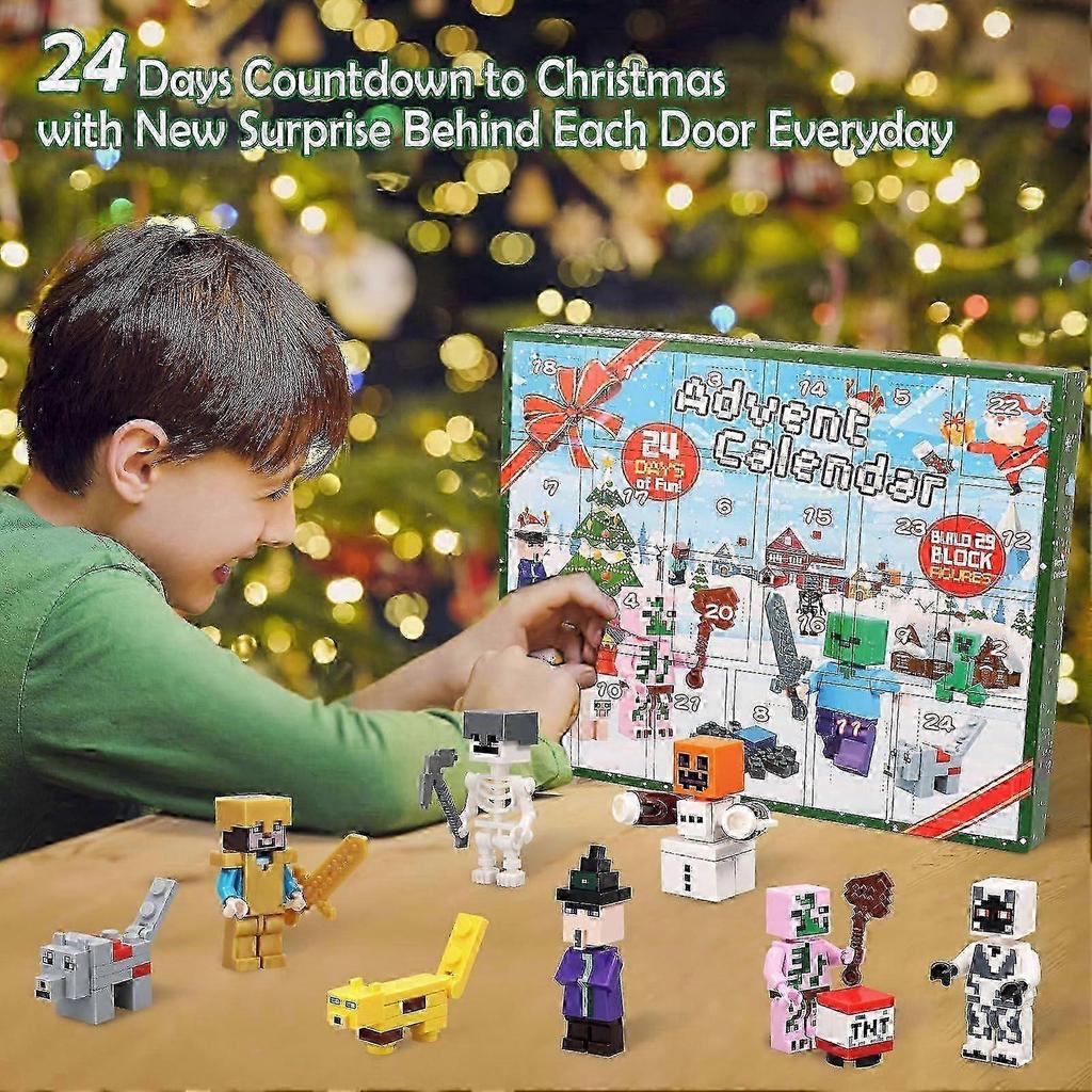 2025 Advent Calendar Minecraft, 24 Days Toy Figures Building Blocks Countdown Calendar, Advent Calendar Surprise Gift for Boys
