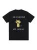 1pc Unisex Cotton T-Shirt with "I Am Contaminated with Radiation" Cat Meme Print