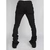 DRIPX Jeans Uomo Pantaloni Lunghi Pantaloni a Zampa di Elefante in Denim Pantaloni Dritti con Strappi Vestibilità Slim Vita Alta Casual Tasca con Bottone Cuciture Autunno Inverno