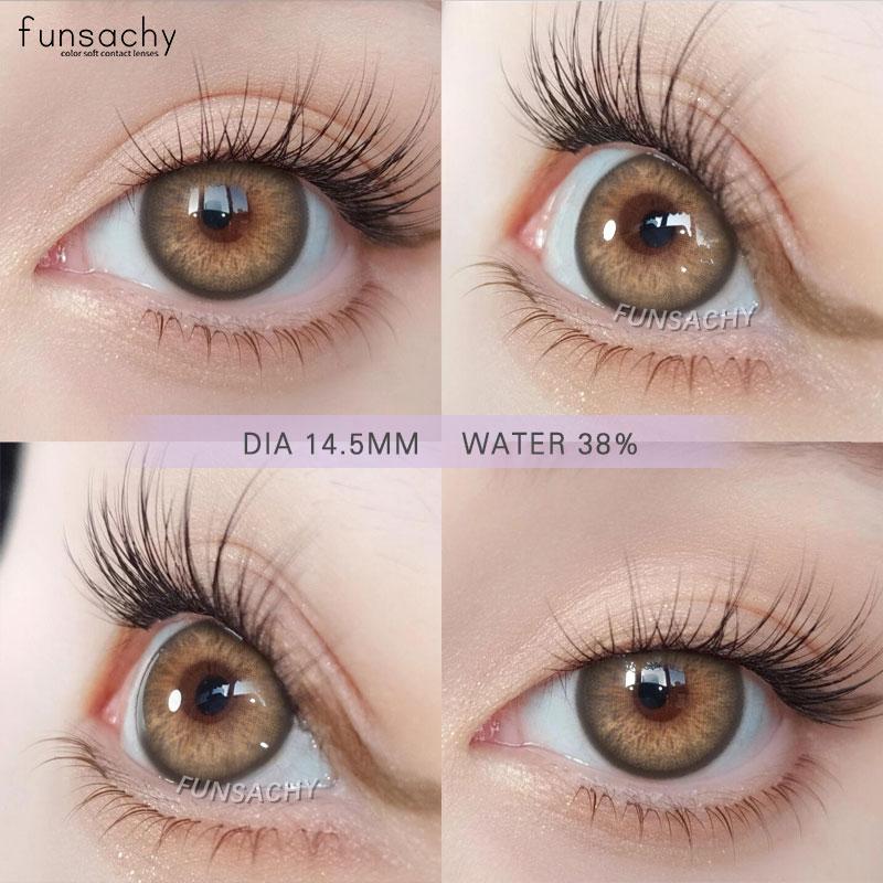 FUNSACHY 1 para gorąco sprzedających się soczewek kontaktowych kolorowych brązowych soczewek do oczu szarych pięknych źrenic niebieski kolor makijaż oczu kosmetyczne roczne