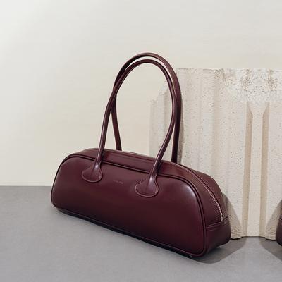 Niche Retro Bowling Bag, Versatile Leather Single-shoulder Underarm Bag, Large-capacity Baguette Bag