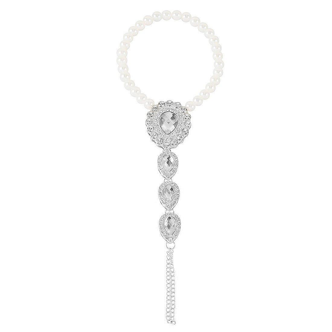 

Цепочка с бриллиантами в форме капли воды и жемчужным браслетом на щиколотку, имитирующим пальцы, модный и преувеличенный темперамент, универсальный ювелирный подарок серебряный