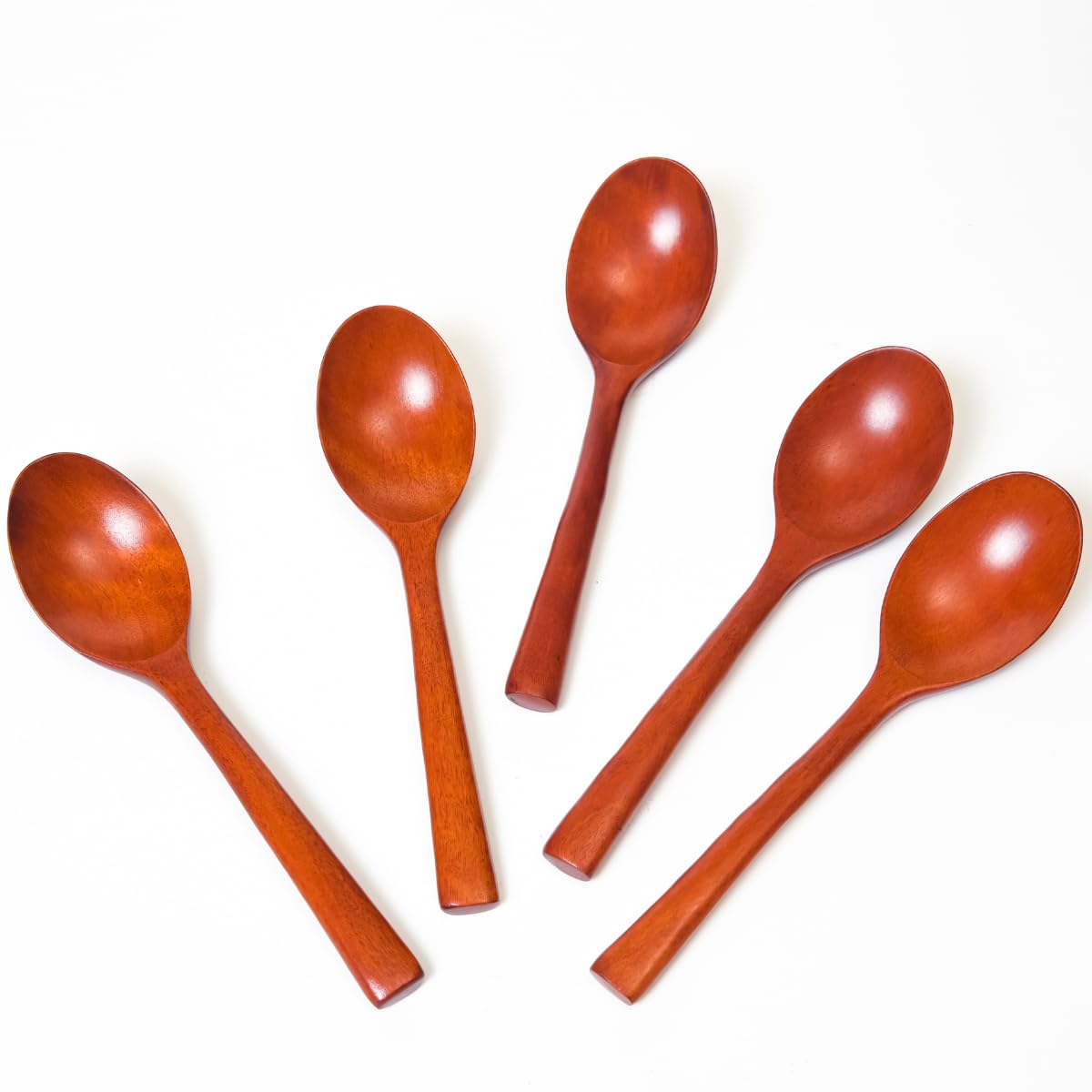 

[Tokusei] Lacquered Wooden Spoon Set (18cm/Slim Handle) - Set of 5 | A gentle wooden spoon set that blends well with family meals and when entertainin