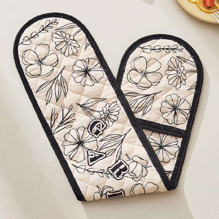 Long Fetter Oven Gloves Reinforced Heat Security Never Slip Outside for Baking Roasting Cooking