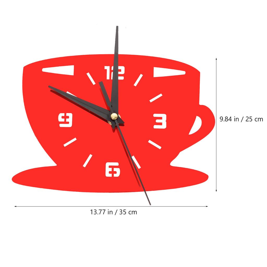 3D Acrylic Coffee Wall Clock Modern Kitchen Decor DIY Hollow Numeral Timepiece Red Wall Clock Home Decor