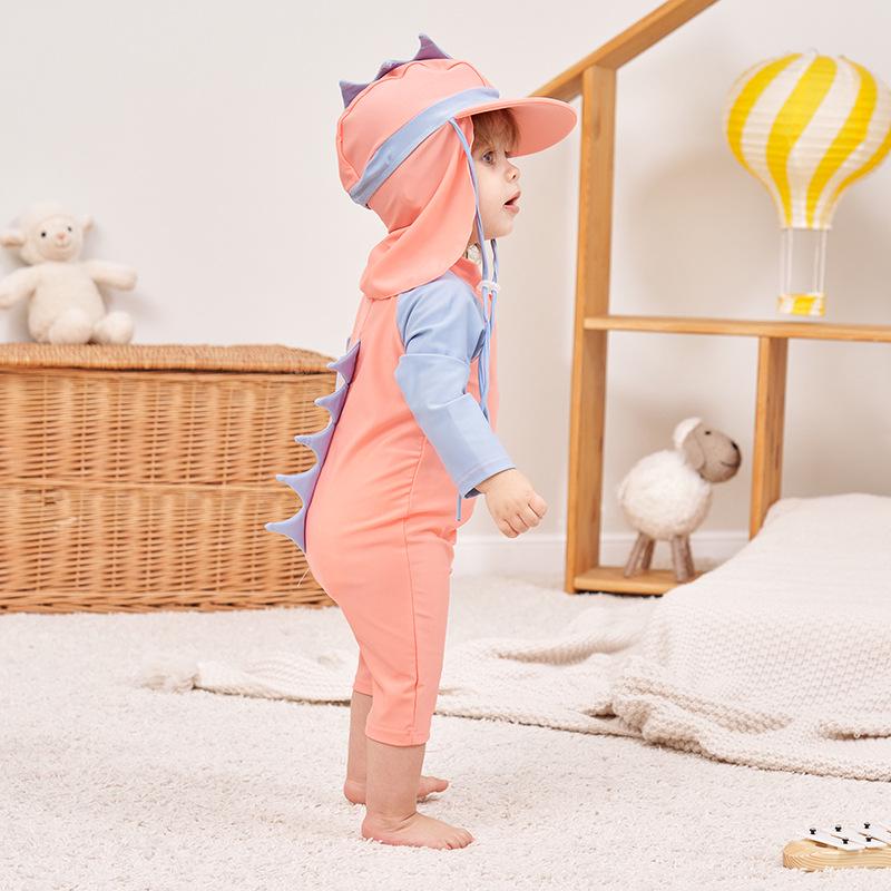 Kids' One-Piece Dinosaur Swimsuit with Sun Protection, Ages 0-7