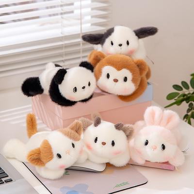 6 štýlov maznavé ležiace kreslené zvieracie plyšové hračky mäkký huňatý pes panda medveď bábika roztomilé stolové zvieratká kawaii darček pre dievčatá