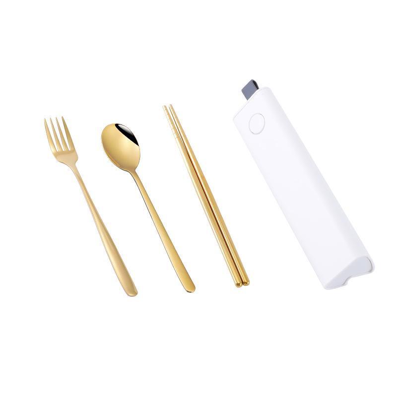 304 Stainless Steel Spoon Fork Chopsticks Cutlery Set Portable Dinnerware Kit Lunch Tableware with Box Travel Kitchen Accessories