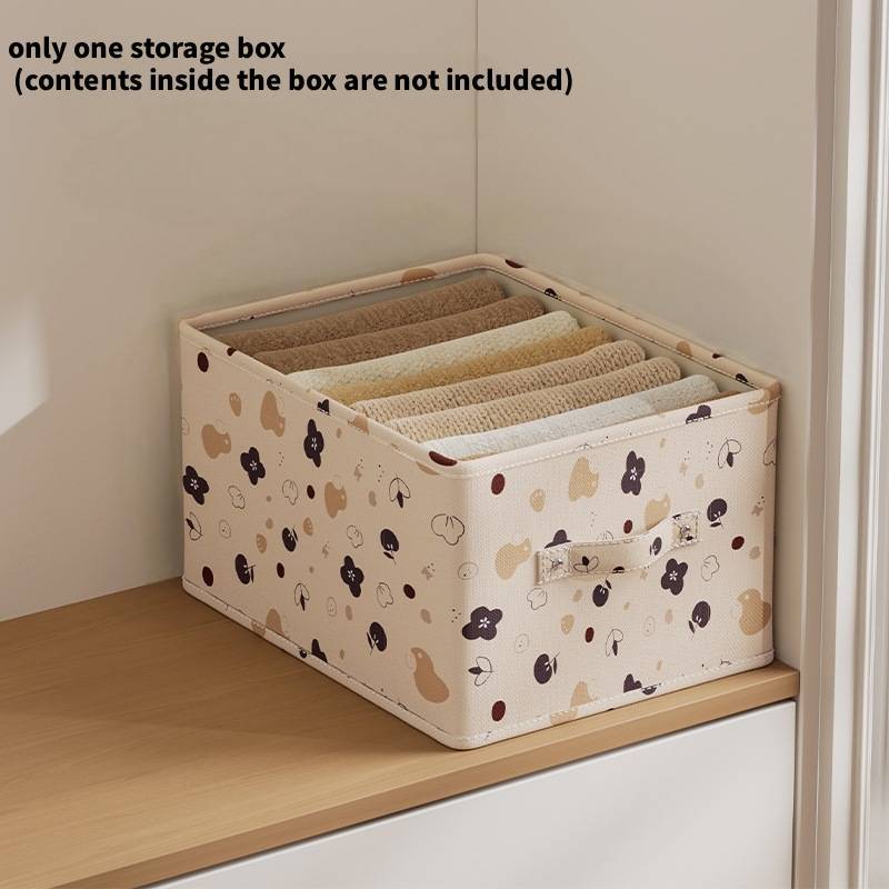 Printed Fabric Storage Box With Foldable Design For Closet Organization And Laundry Use