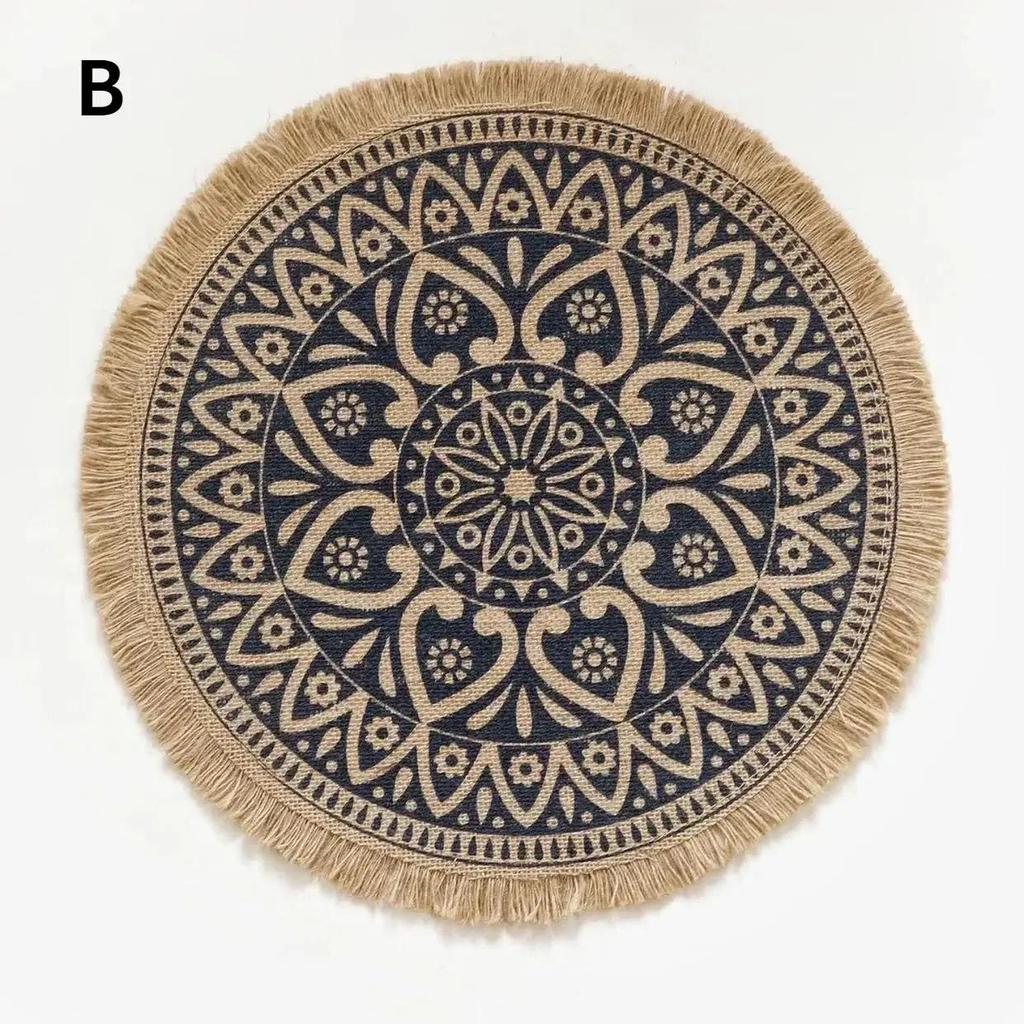 New Ins Style Minimalist Tableware Mat Home Circular Woven Mat Restaurant Retro Hemp Decorative Mats Shooting Prop Coaster