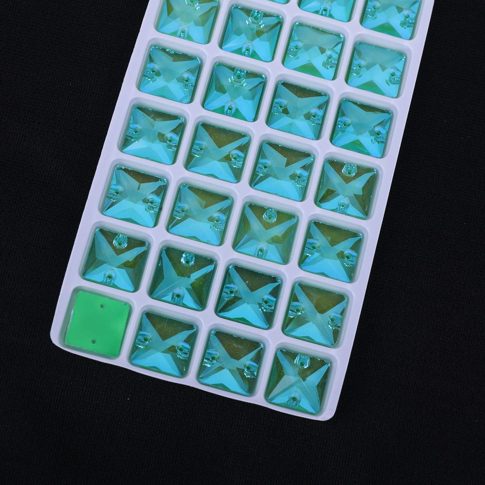 Crystal Glass Hand Sewn Drill, Square Fluorescent Flat Bottom Mocha Neon Dopamine Rhinestone Diy Clothing Accessories