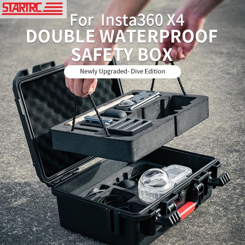 STARTRC Waterproof Hard Case for Insta360 X4 Double Layers Travel Carrying Case Large Storage Action Camera Accessories