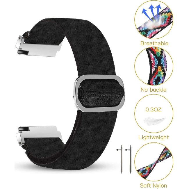Compatible for Moto Watch 120 Bands, 18mm, 20mm, 22mm Stretch Elastics Nylon Adjustable Replacement Strap Accessories for Men & Women Compatible for