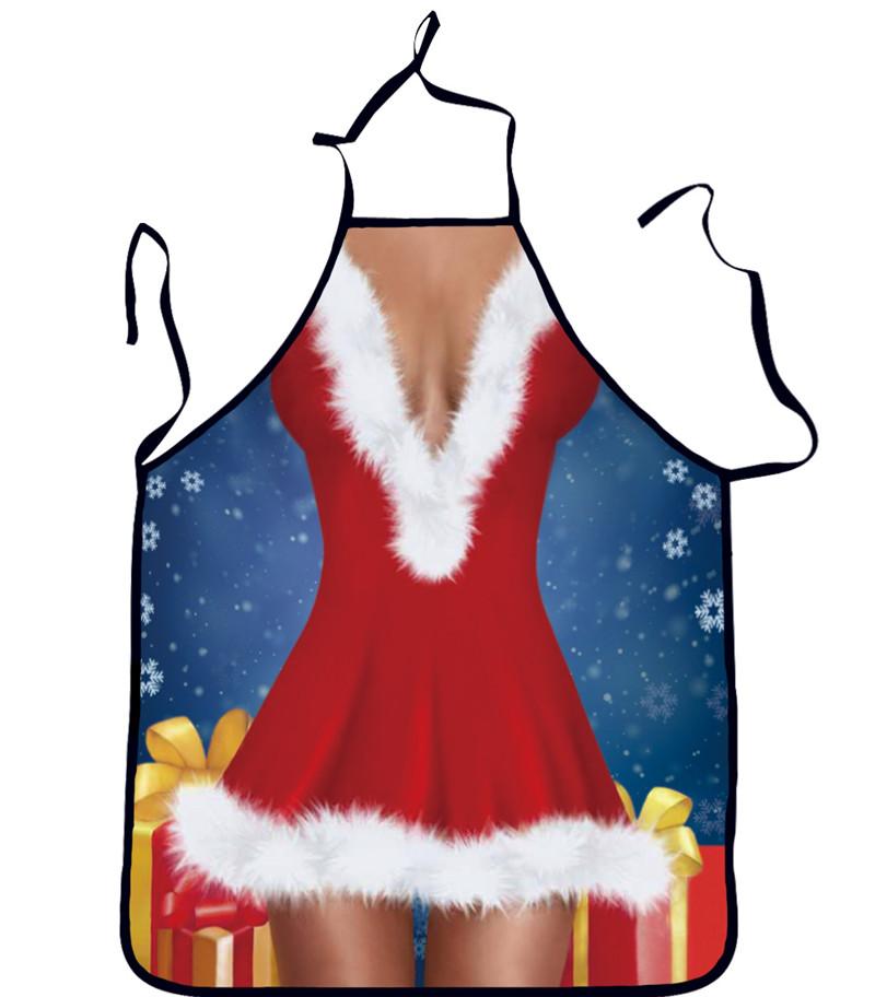 

Cartoon Christmas Waterproof Apron Home Cooking Party Activities Kitchen Supplie Skirt
