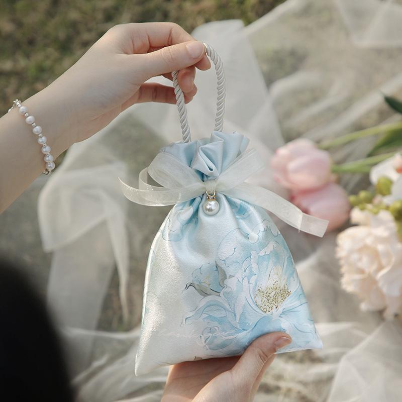 Elegant Satin Wedding Candy Bags and Boxes