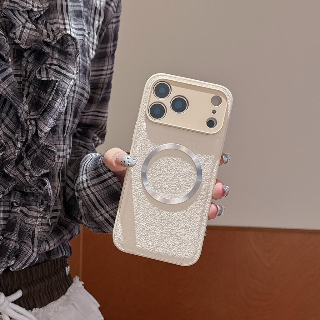 For IPhone 17air Phone Case, Plain Leather Magnetic Suction, for Apple 16promax Anti Drop All Inclusive Protective Case